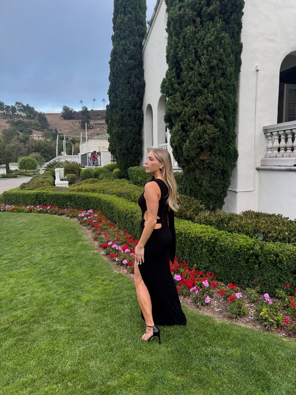 Michael Costello One Shoulder Cutout Black Gown | Formal Evening Dress